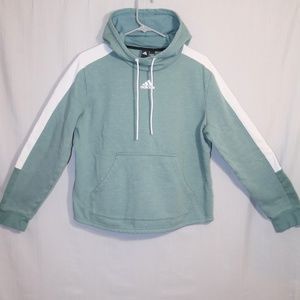 Adidas Sz L Women's Mint Green and White Hoodie